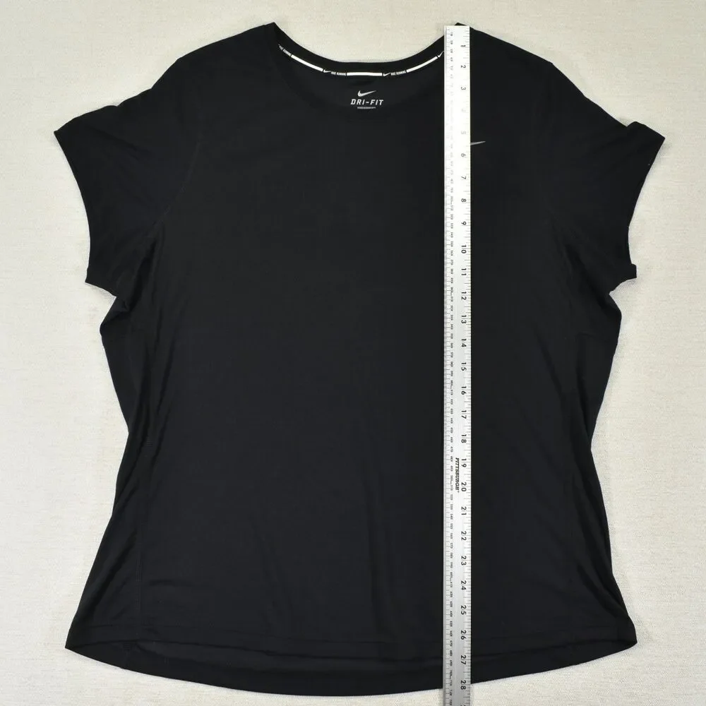 Nike Dri-Fit Running Shirt Women's Size 1X Black Short Sleeve Lightweight Gym
